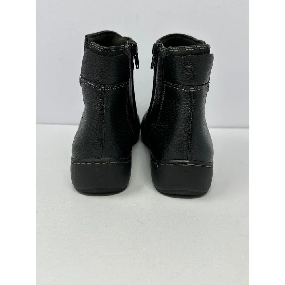 Clarks Collection Cora Women's Sz 9.5 M Leather Ankle Boots Black Booties P7